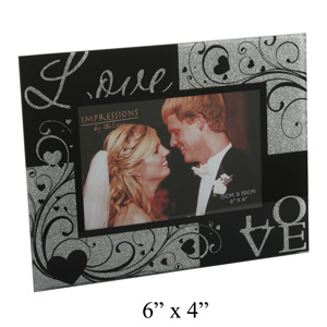 and Silver Glitter 6 x 4 Love Photo Frame