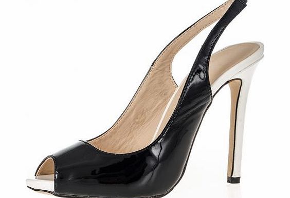 Black and White Slingback Heels