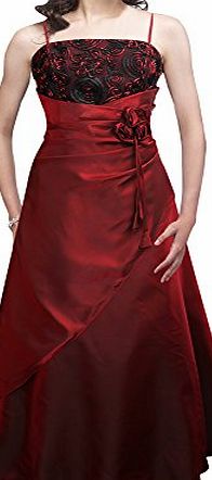 Black Butterfly Clothing Black Butterfly Long Satin Wedding Bridesmaids Dress (Red, 16)
