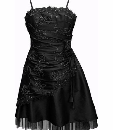 Black Butterfly Clothing Black Butterfly New Satin Cocktail Jewel Evening Party Prom Dress - Black - 14