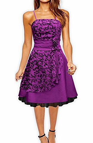 Black Butterfly Clothing Black Butterfly Satin Floral Cocktail Evening Prom Dress (16, Purple)