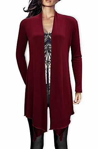 Black Butterfly Clothing Long Drape Waterfall Cardigan (14 - 16 (XL), Burgundy)