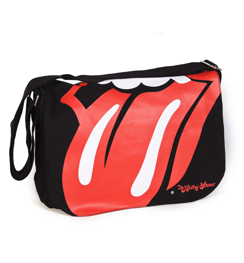Black Canvas Rolling Stones Tongue Shoulder Bag