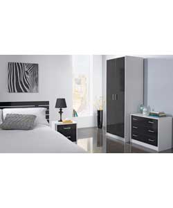 Black Caspian 3-Piece 2 Door Wardrobe Package - Black