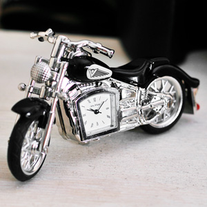 Black Classic Style Motorbike Miniature Clock