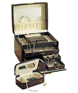 Black Crocodile Jewel Box with Travel Box