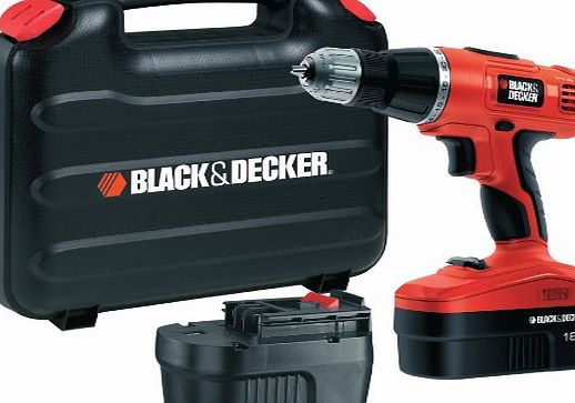 BLACK DECKER Black   Decker EPC188BK 18V NiCd Hammer Drill (2 Batteries and Kitbox)