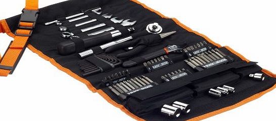 BLACK DECKER Black und Decker A7063-QZ Practical Roll-Up Bag with Car Maintenance and Repairing Tools 76-Piece Set