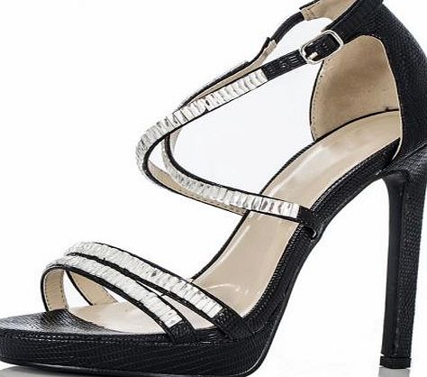 Black Diamante Strap Sandals