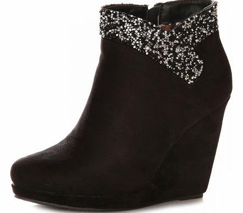 Embellished Wedge Shoe Boots