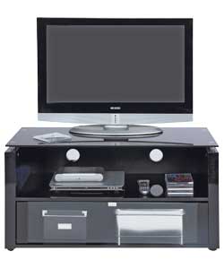 Black Glass Drop Door TV Unit