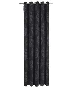 Black Inspire Damask Lined Ring Top Curtains -