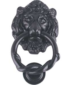 Black Iron Door Knocker Lion