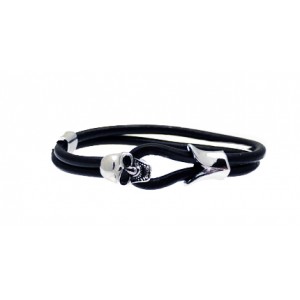 Black Leather ``skull`` bracelet