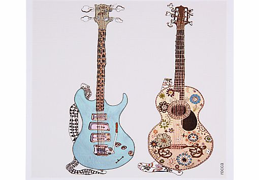 Black Olive Two Guitars Greeting Card