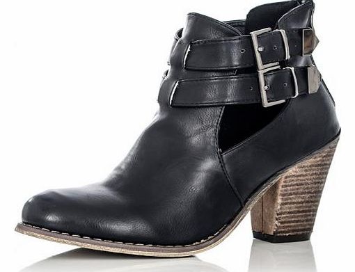 PU Buckle Ankle Boots