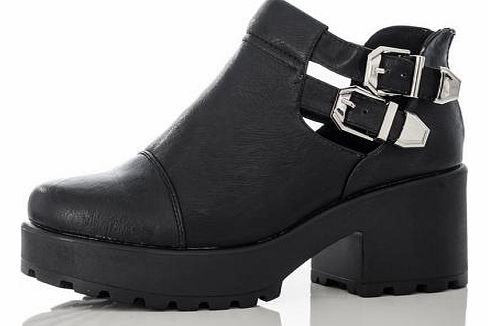 PU Chunky 2 Buckle Ankle Boots