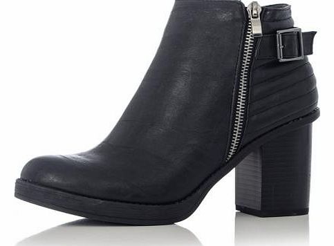 PU Line Quilt Chunky Ankle Boots