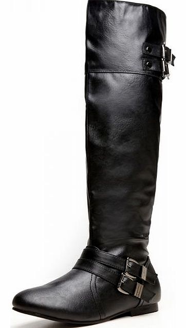 Black PU Over The Knee Boots
