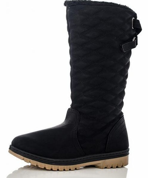 Black Quilted Calf Boots
