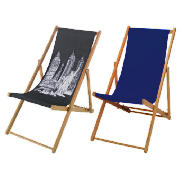 Skyline Hardwood Deckchair & Plain Blue