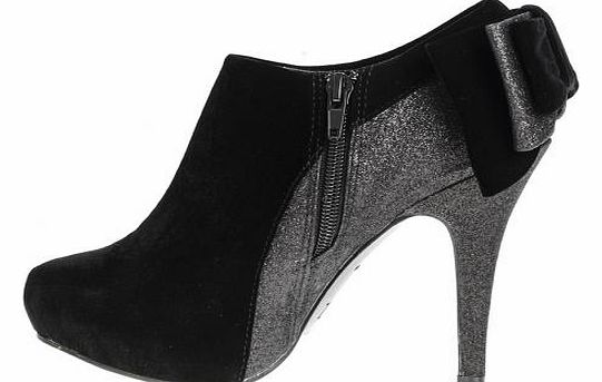 Black Suede Bow Shoe Boot