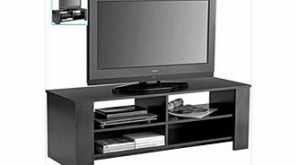 Black TV Stand Black Television Cabinet 4 Open Shelves Black Ash Entertainment Unit