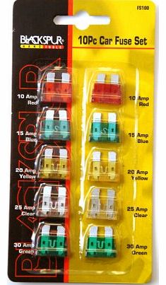 Blackspur 10Pc Car Fuses Spade Type