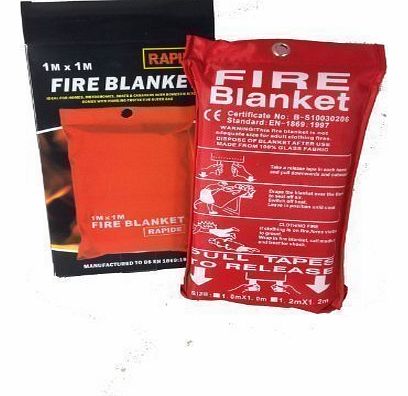 Fire Blanket, 1m x 1m in Size with Wall Mountable Case and Quick Release Tabs