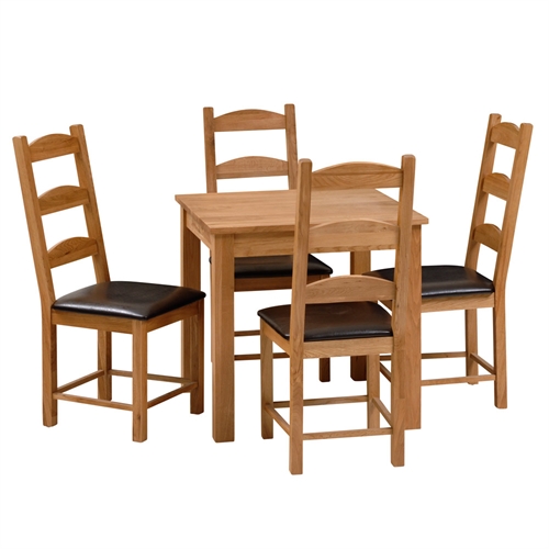 Square Dining Set with 4 Ladderback