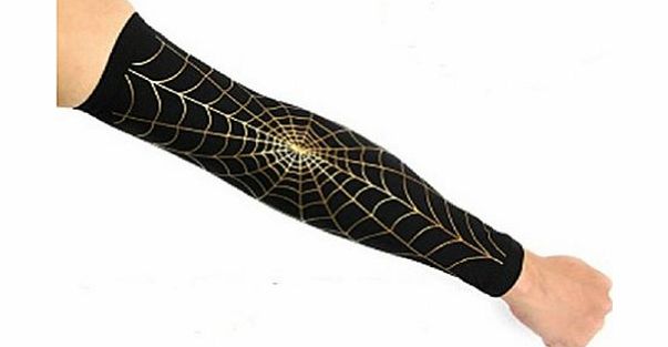 Blancho BLACK With GOLDEN Spider Web Compression Basketball Shooter Sleeve, Size M