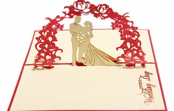 Blancho Creative DIY Hand-Made 3D Paper Sculptures Greeting Card/Wedding Site, Red