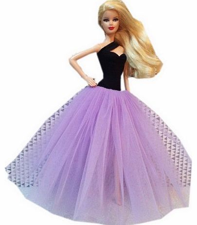 Doll Dress, Purple Ball Gown with Multiple Layers Tulle for Barbie