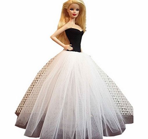 Blancho Dolls Wedding Gown Black amp; White Dress for Barbie-Like Dolls