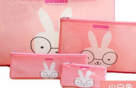 Korean Stationery - School Students Bulk Transparent Pencil Case--Rabbit