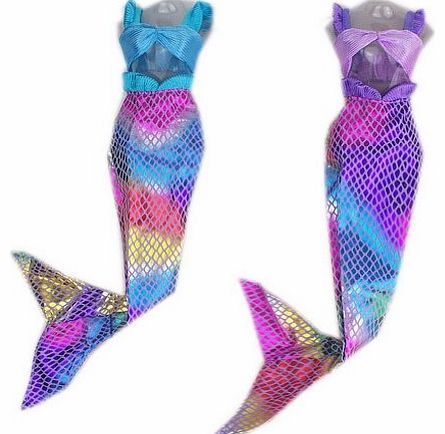 Blancho Set of 2 11.5 Dolls Mermaid Dresses Sequin Mermaid Outfit for Barbie