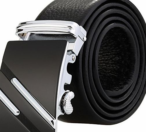 Blasea Ultra Soft Leather Automatic Buckle Ratchet Belts for Men 579 Black 125cm