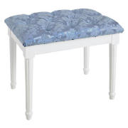Bedroom Stool, White Legs Blue Damask