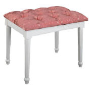 Bedroom Stool, White Legs Rose Damask