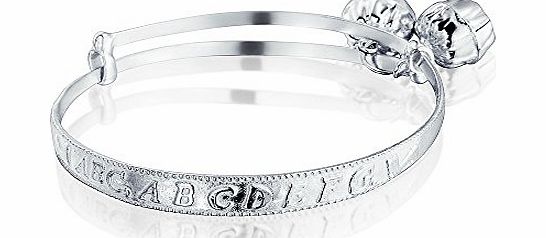 Bling Jewelry 925 Sterling Silver Baby Gifts Alphabet Rattle Charm Bangle Bracelet 6in