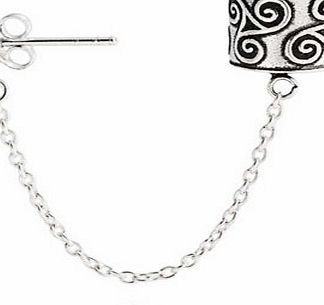 Bling Jewelry 925 Sterling Silver Celtic Triple Spiral Ear Cuff with Chain One Piece