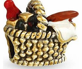Bling Jewelry 925 Sterling Silver Gold Plated Picnic Basket Bead Pandora Compatible