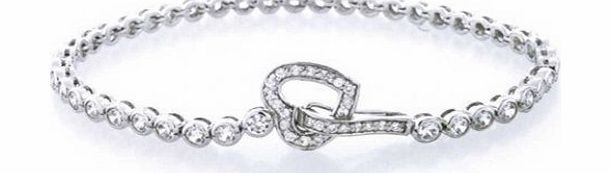 Bling Jewelry Valentine Jewelry Round CZ Open Heart Link Tennis Bracelet 7.5 Inch 925 Sterling Silver