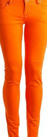 blinQ LADIES SUPER SKINNY STRETCH,STRAIGHT LEG DENIM JEANS AVAILABLE IN DIFFERENT COLOURS AND SIZES (8, Orange)