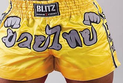 Blitz Sport Adult Muay Thai Fight Shorts Medium Black
