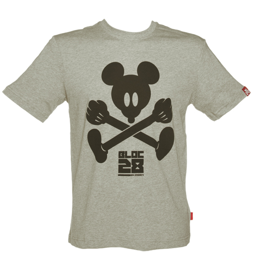 Bloc28 By Disney Mens Grey Mickey Mouse Crossbones T-Shirt