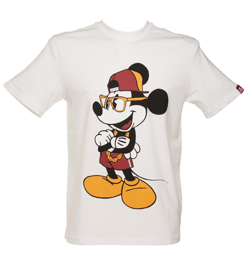 Mens White Old School Mickey Mouse T-Shirt