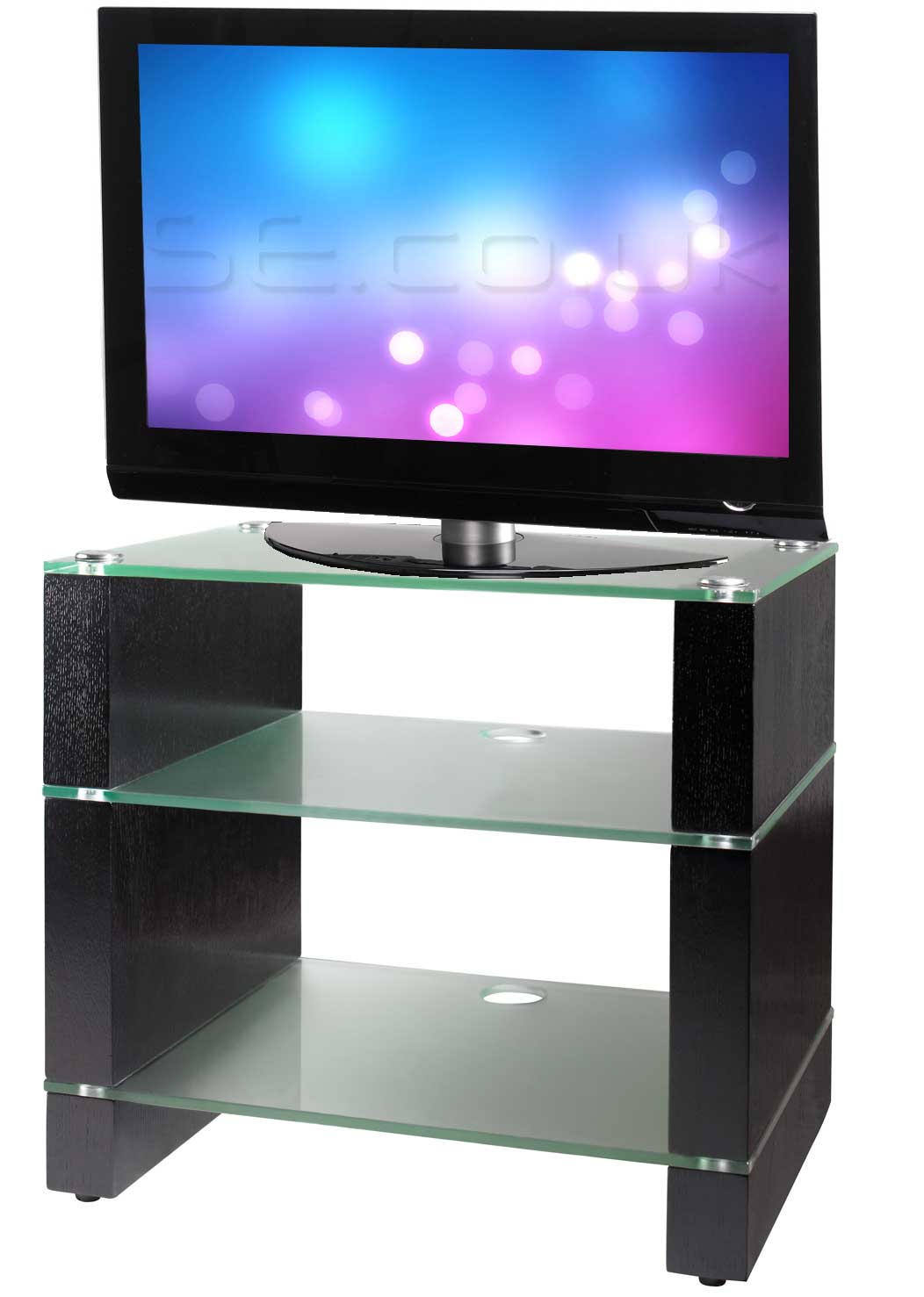 Stax 300 Black Oak and Etch Glass TV Stand