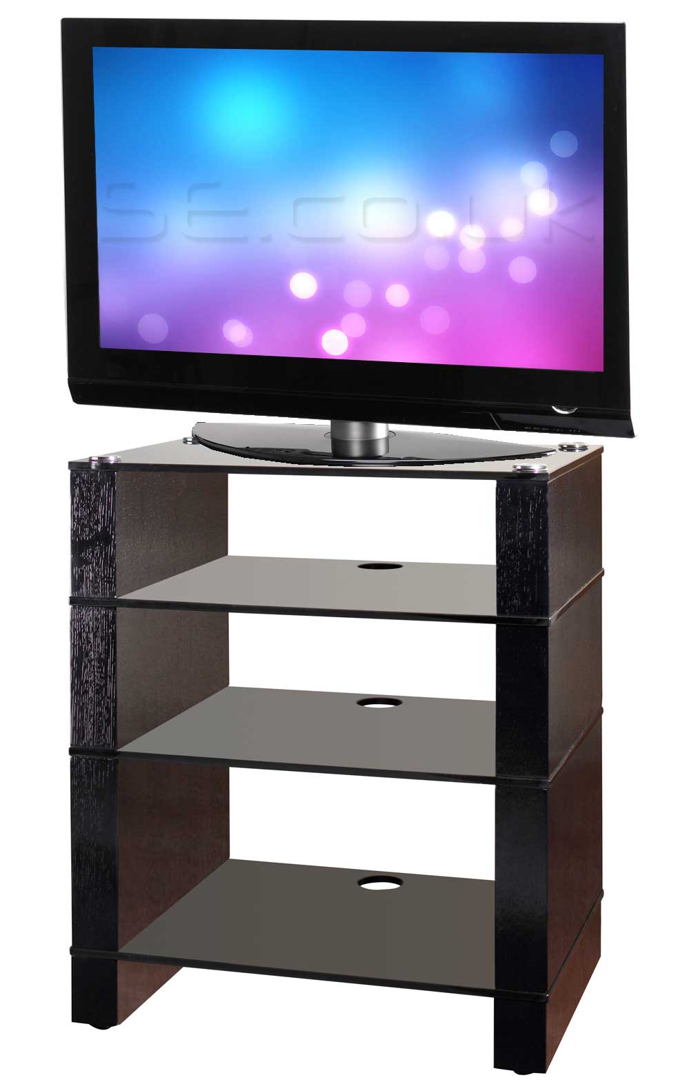 Blok Stax 400 Black Oak and Black Glass TV Stand