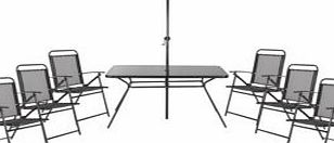 Bahama Metal 6 Seater Dining Set  Parasol